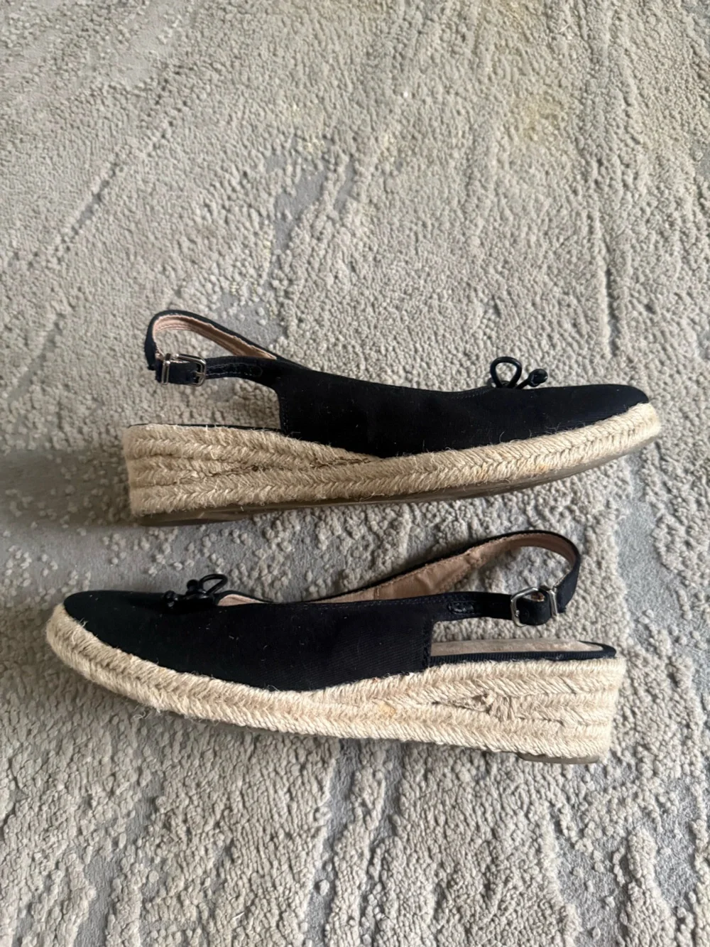 Life Stride Black Slingback Espadrille Wedges closed toe Keepsake comfort 9.5 W